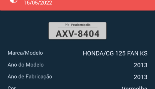 Motocicleta foi furtada no interior de Prudentópolis.